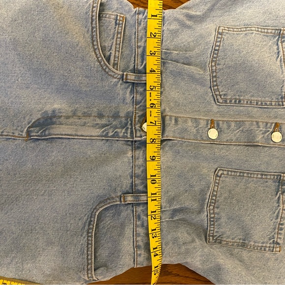 Zara women Denim Button Up Shorts Romper Jumpsuit Size Medium - Picture 10 of 10
